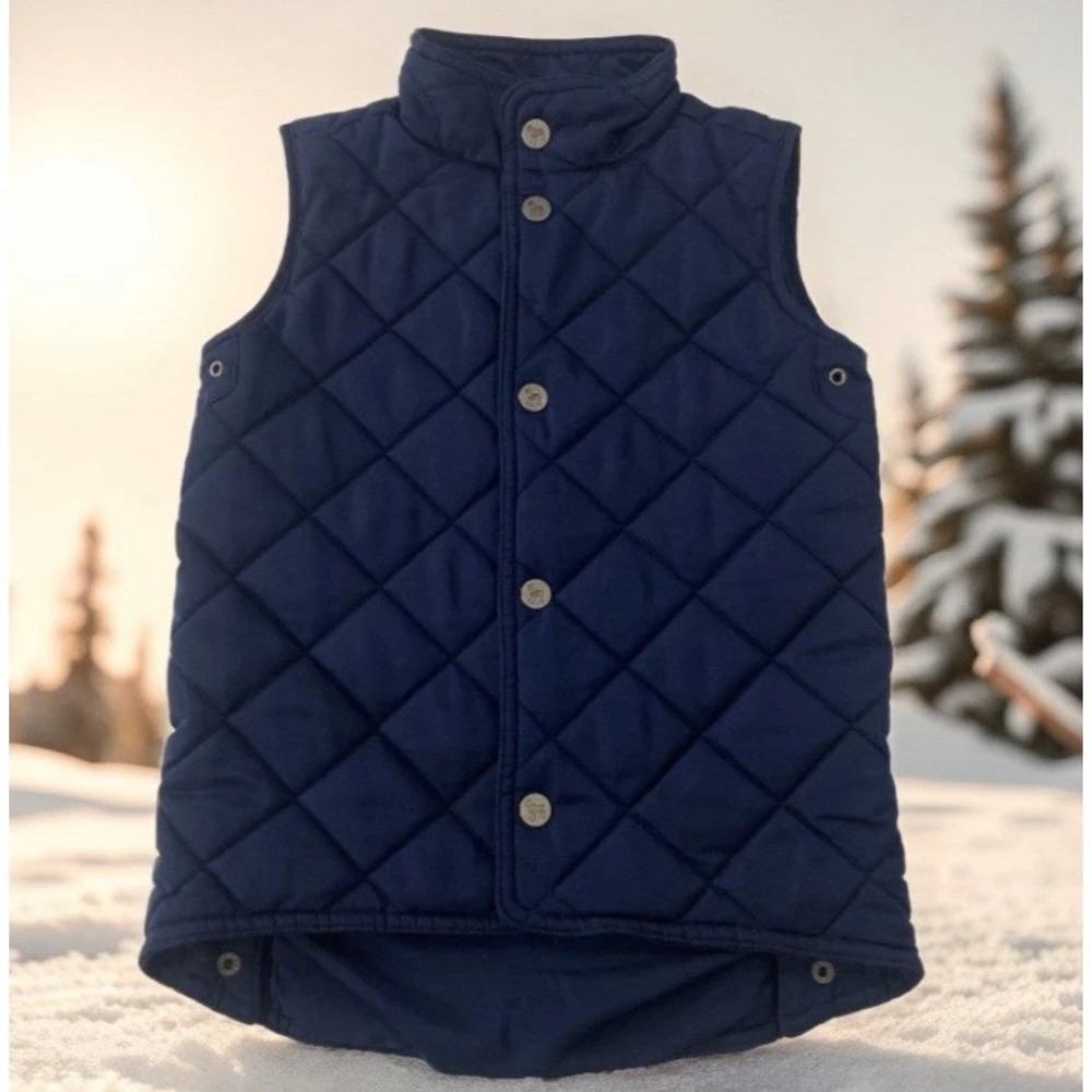 Frenchie Quilted Puffer Vest Kids 4T Navy Blue Sleeveless Winter Layering Warm